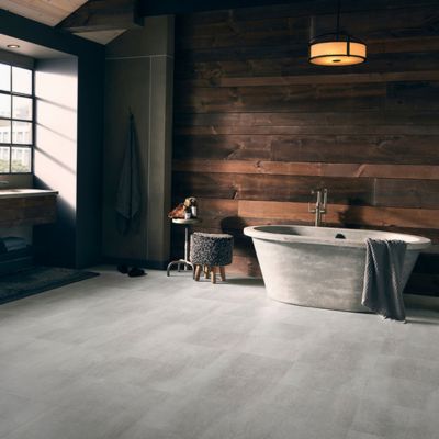 luxury vinyl tile flooring in a rustic Feasterville PA bathroom